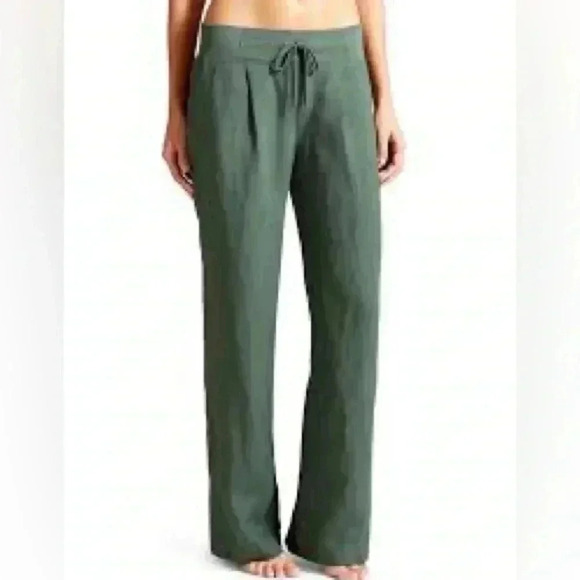 Athleta Pants - Athleta 100% Linen Reverie Jasper Green Pants Sweatpants Womens 14 Lightweight
